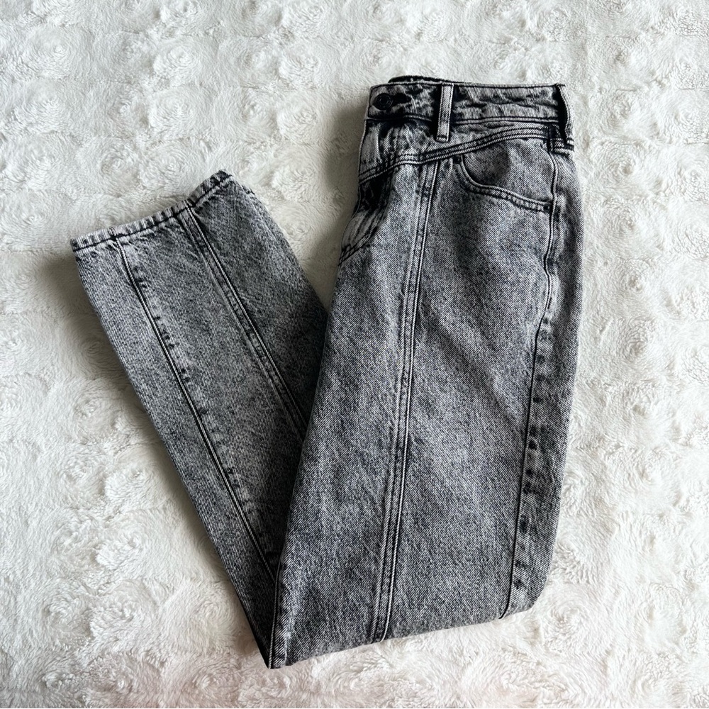 PacSun Jeans Womens 26 Gray Acid Wash Mom High Waisted Center Seam Grunge Skater